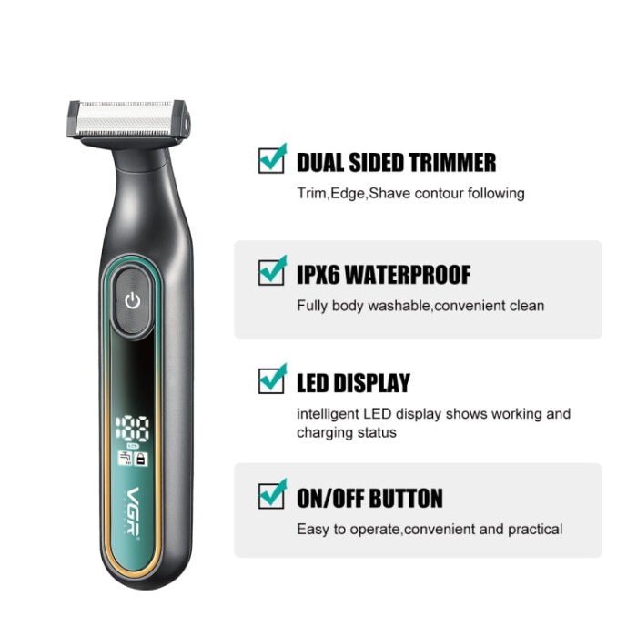 VGR V-360 5W USB Digital Display Electric T-shaped Shaver(Yellow) - Image 4