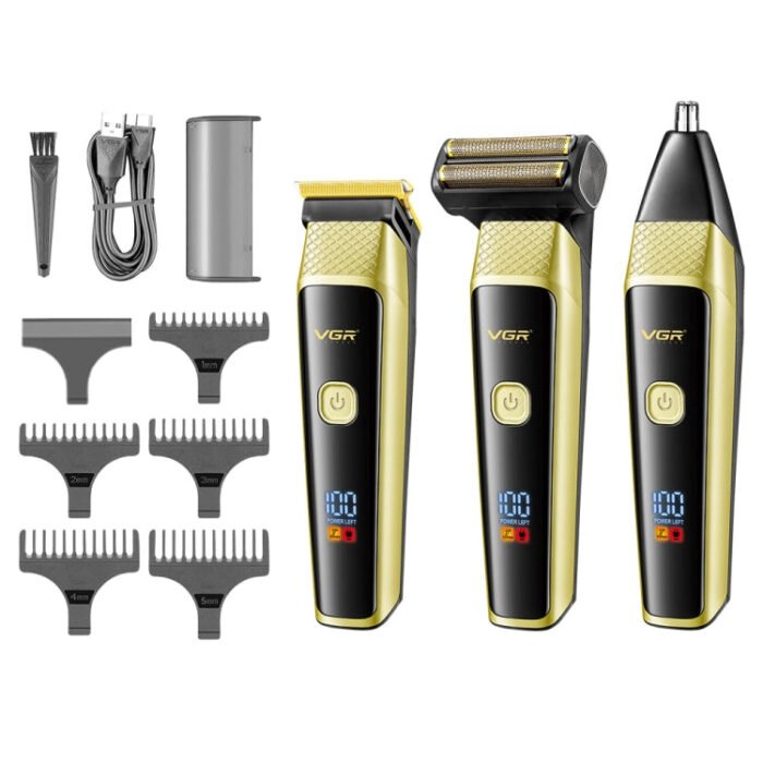 VGR V-366 5W USB 3 in 1 Nose Hair Care LCD Digital Display Electric Shaver(Yellow) - Image 5