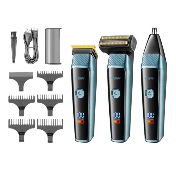 VGR V-366 5W USB 3 in 1 Nose Hair Care LCD Digital Display Electric Shaver(Blue) - Image 5