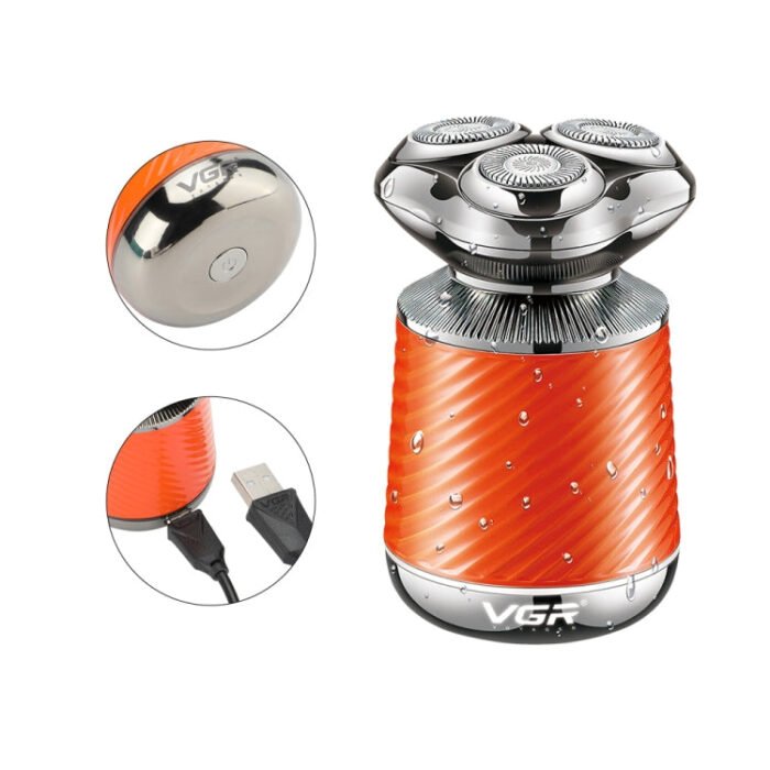 VGR V-391 5W USB 3 in 1 Smart Floating Three-Head Shaver(Orange) - Image 3