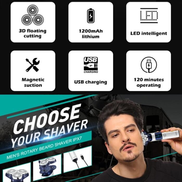 VGR V-328 3D Floating Cutting Blade IPX7 Electric Shaver(Black) - Image 5
