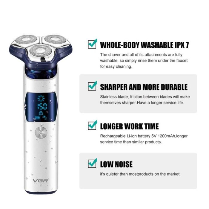 VGR V-328 3D Floating Cutting Blade IPX7 Electric Shaver(Black) - Image 6
