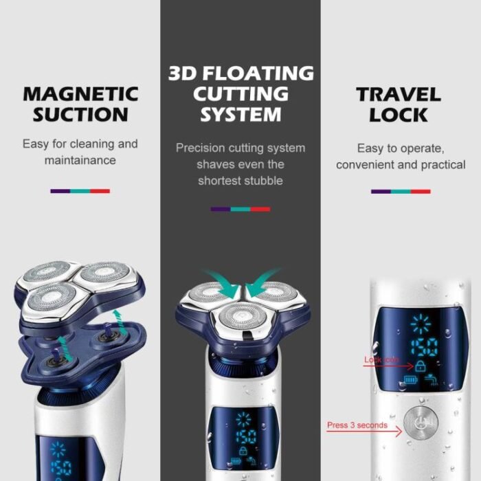 VGR V-328 3D Floating Cutting Blade IPX7 Electric Shaver(Black) - Image 7