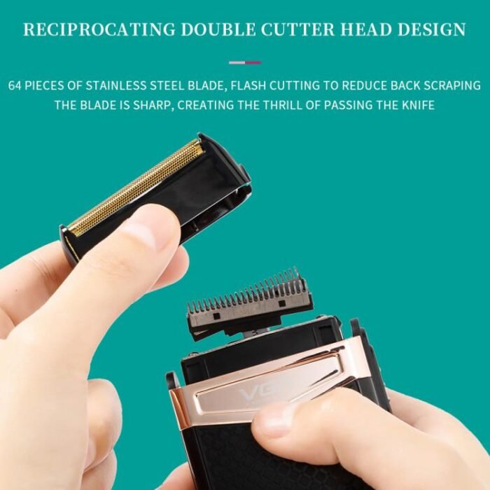 VGR V-331 Reciprocating Rotary 2 Cutter Head IPX4 Electric Shaver(Black) - Image 4