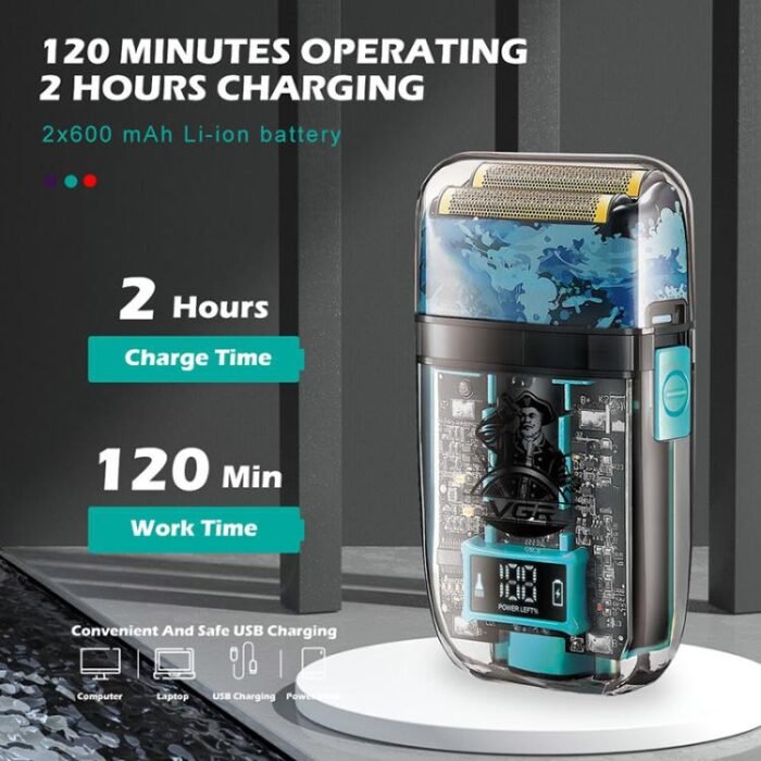 VGR V-352 Double Cutter Head Portable Electric Foil Shaver(Transparent Black) - Image 6