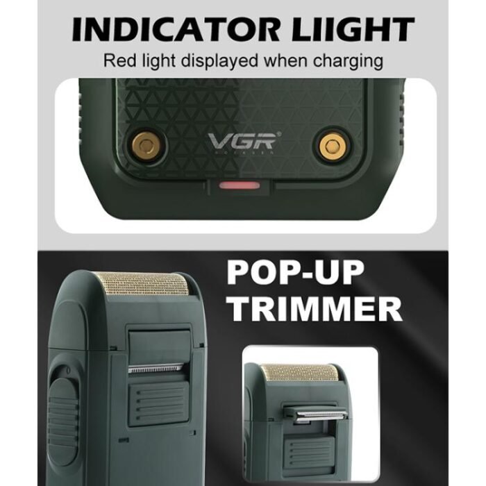 VGR V-353 Floating Cuttter Head Portable Electric Shaver(Green) - Image 6