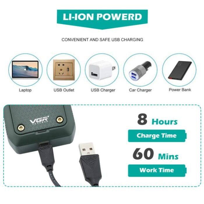 VGR V-353 Floating Cuttter Head Portable Electric Shaver(Green) - Image 7