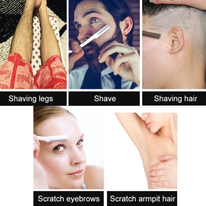 Hairdresser Vintage Razor Stainless Steel Double-sided Blade Holder Haircut Shaved Eyebrow Knife Holder(Silver) - Image 6