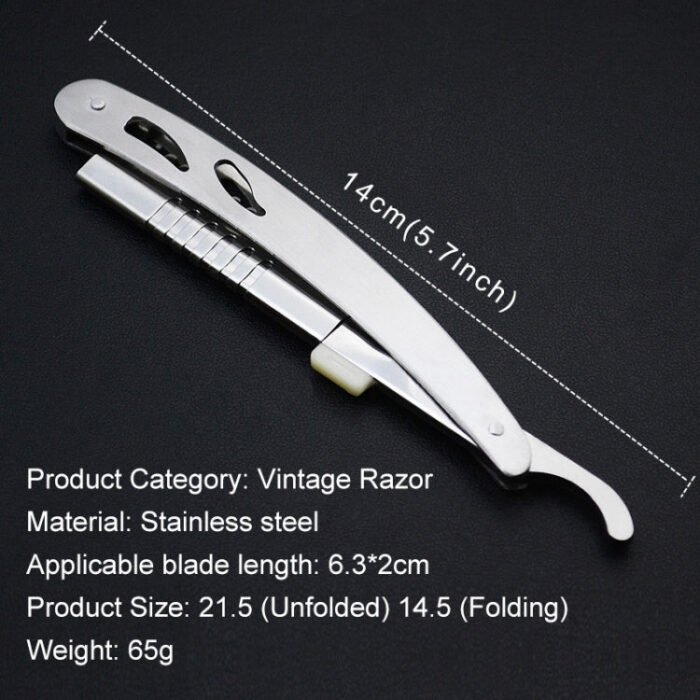 Vintage Manual Razor Blade Holder Shaving Eyebrow Chimer Haircut Blade Holder(Silver) - Image 2