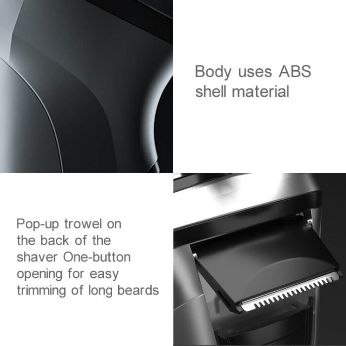 Original Xiaomi ENCHEN Water Proof Triple Rotary Double Ring Blade Shaving Head Electric Rechargeable Shaver For Men(Black) - Image 4