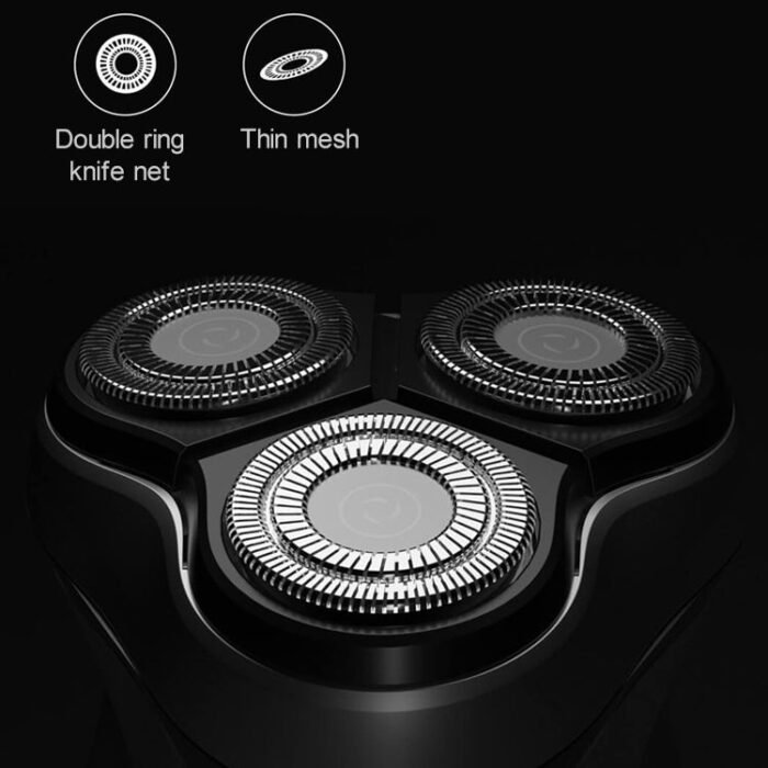 Original Xiaomi ENCHEN Water Proof Triple Rotary Double Ring Blade Shaving Head Electric Rechargeable Shaver For Men(Black) - Image 6