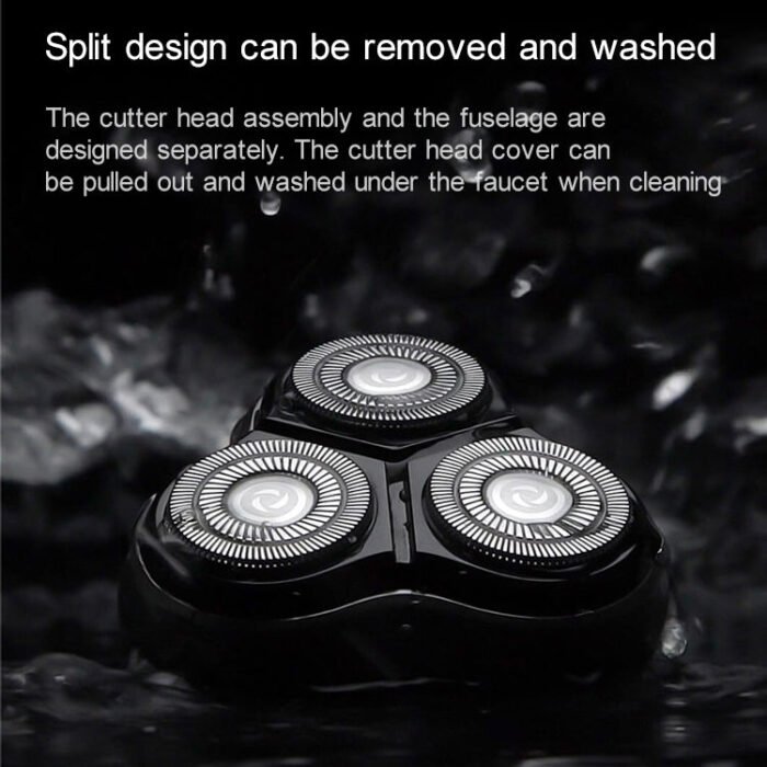 Original Xiaomi ENCHEN Water Proof Triple Rotary Double Ring Blade Shaving Head Electric Rechargeable Shaver For Men(Black) - Image 9