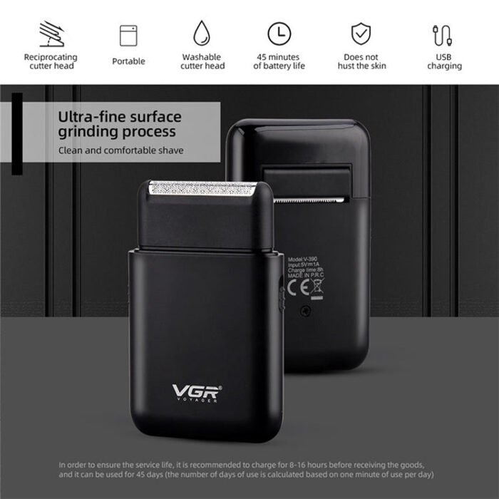 VGR V-390 5W USB Portable Reciprocating Electric Shaver (Black) - Image 11