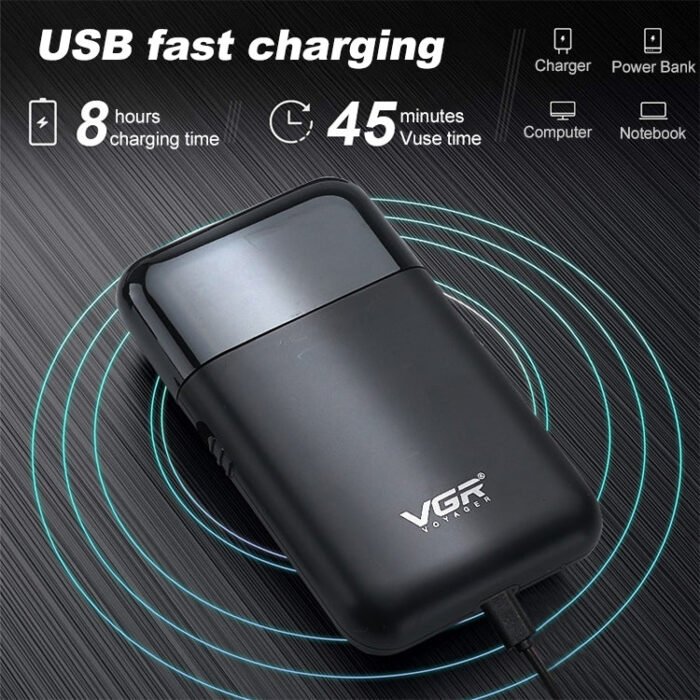 VGR V-390 5W USB Portable Reciprocating Electric Shaver (Black) - Image 8