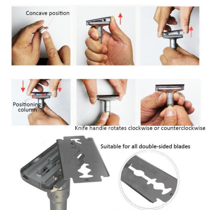 Men Vintage Adjustable Sharpness Double-sided Knife Holder Manual Razor - Image 4