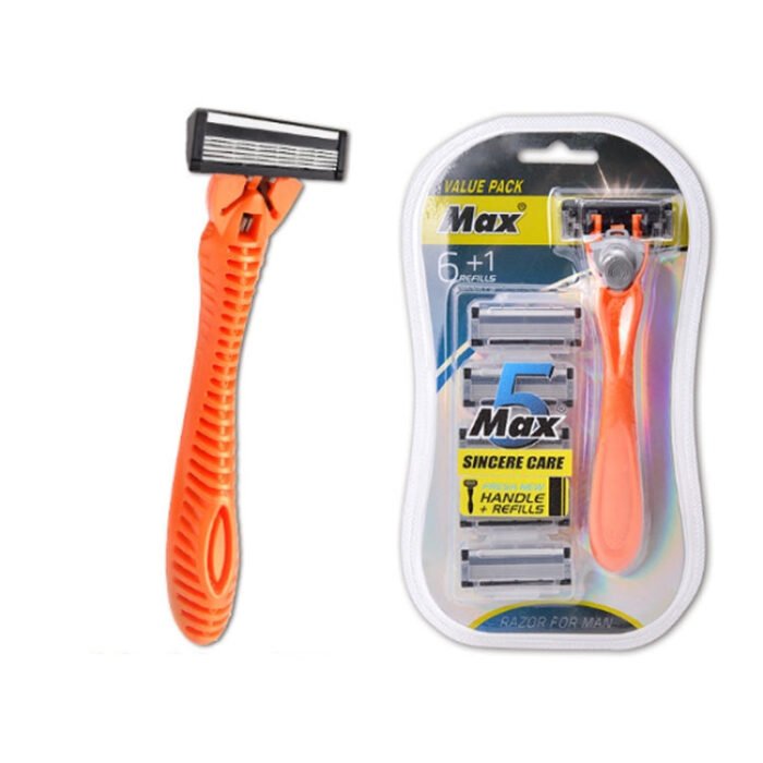Five-layer Stainless Steel Disposable Cutter Head Disposable Manual Shaver(Orange) - Image 6