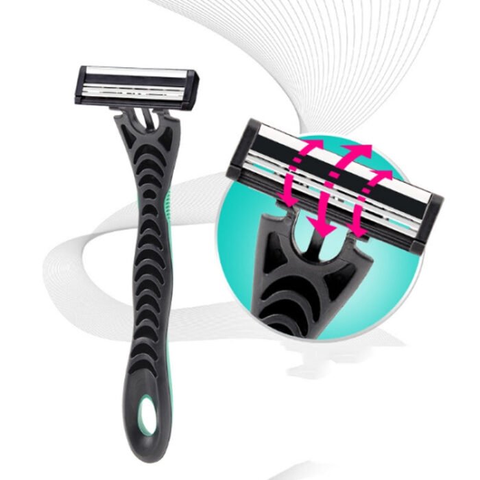 10 PCS  Three-layer Stainless Steel Sensor Head Design Comfortable Handle Disposable Manual Shaver - Image 2