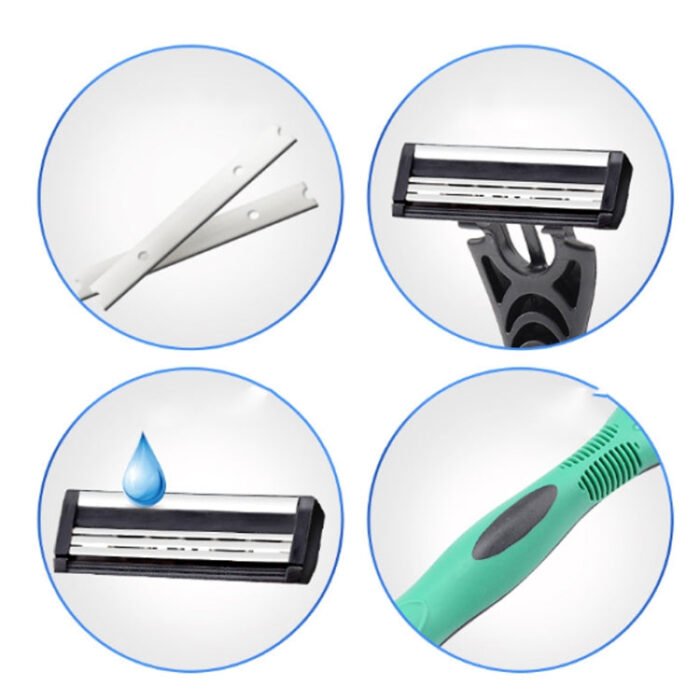 10 PCS  Three-layer Stainless Steel Sensor Head Design Comfortable Handle Disposable Manual Shaver - Image 3