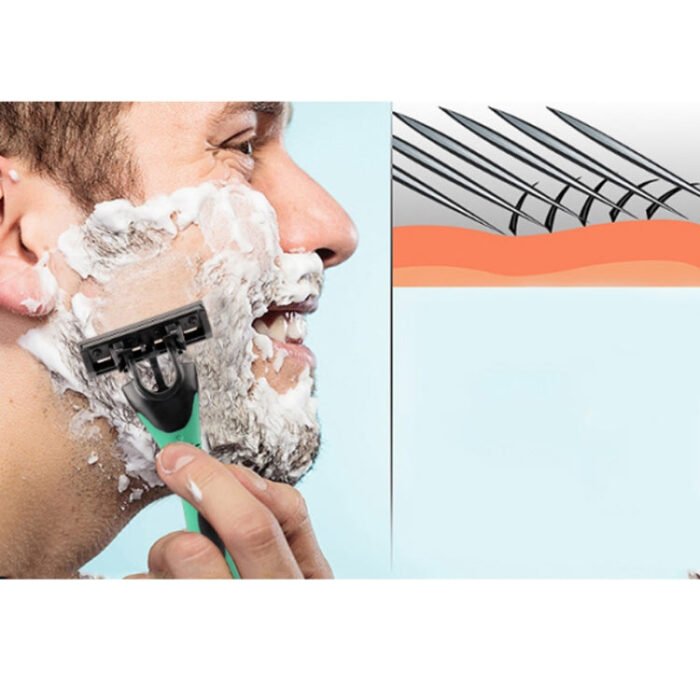 10 PCS  Three-layer Stainless Steel Sensor Head Design Comfortable Handle Disposable Manual Shaver - Image 6