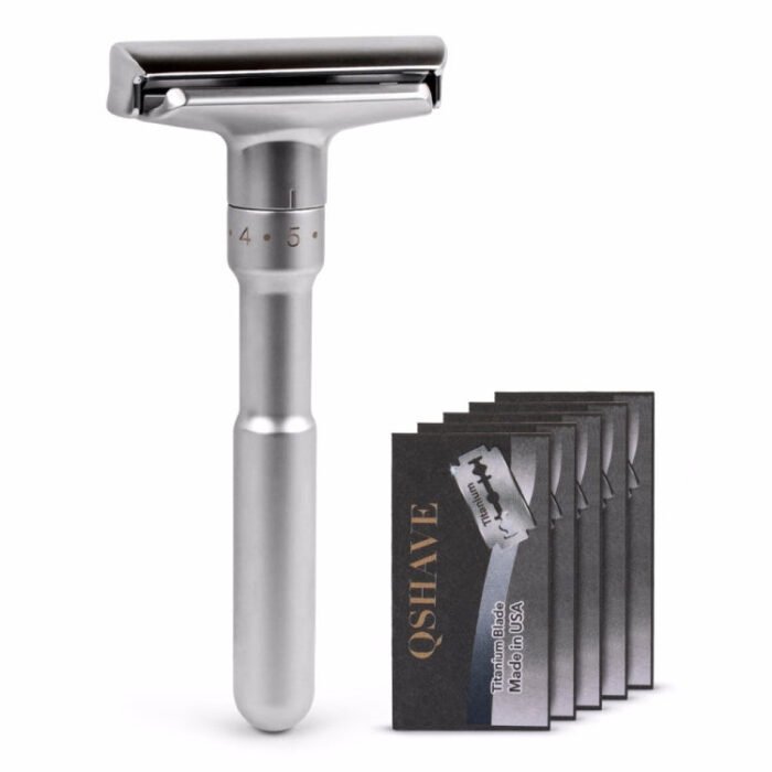 Adjustable Safety Razor Double Edge Classic Mens Shaving Hair Removal Shaver with 5 Blades(Silver Gray) - Image 7
