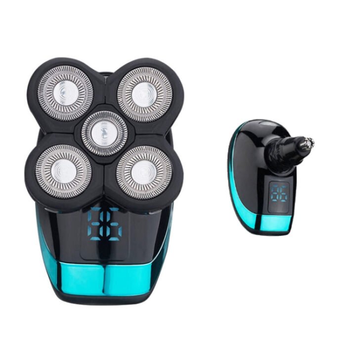 Electric Shaver Rechargeable Razor Intelligent Digital Display Bald Hair Clipper,Style: With Nasal Hair Apparatus