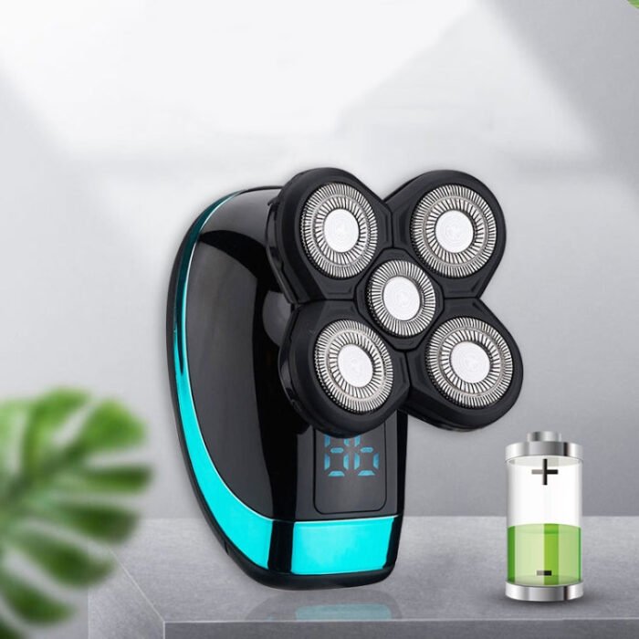 Electric Shaver Rechargeable Razor Intelligent Digital Display Bald Hair Clipper,Style: Blue + Full Set - Image 3