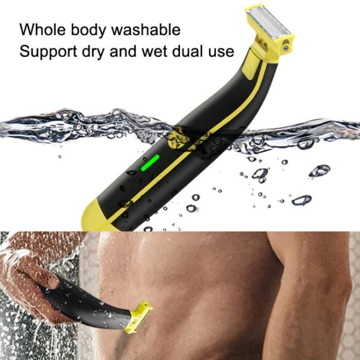 Electric Razor Portable USB Rechargeable Men Shaver(Yellow Black) - Image 3