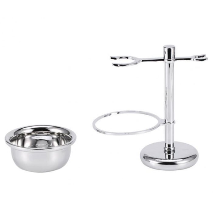 Men Manual Vintage Metal Shaver Stand Set(Silver) - Image 3