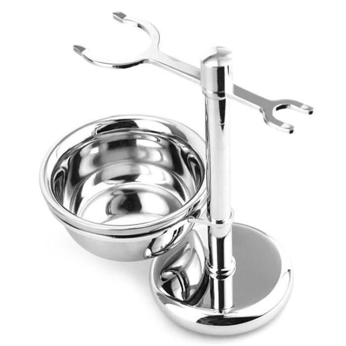 Men Manual Vintage Metal Shaver Stand Set(Silver) - Image 4