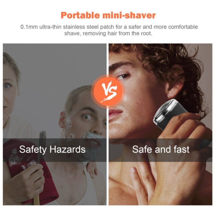 Pocket Size Washable Electric Razor USB Rechargeable Travel Shavers for Men(Black) - Image 5