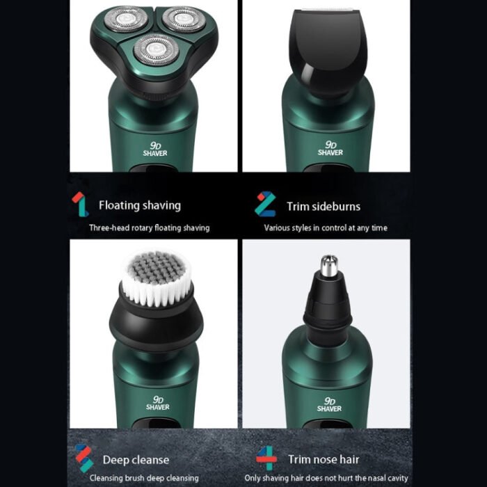 4 In 1 Smart Electric Shaver LCD Digital Display Three-head USB Rechargeable Floating Razor - Image 7