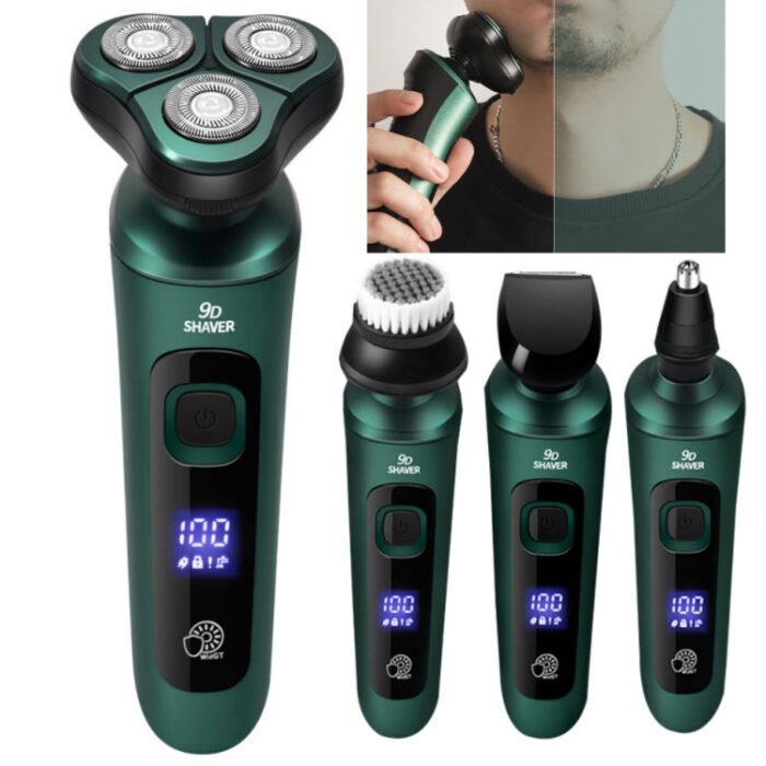 4 In 1 Smart Electric Shaver LCD Digital Display Three-head USB Rechargeable Floating Razor - Image 2