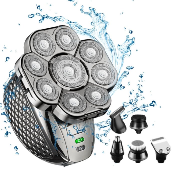 6 In 1 9 Knife Head Multifunctional USB Shaver Full Body Water Washing Shaver Men Hair Bald