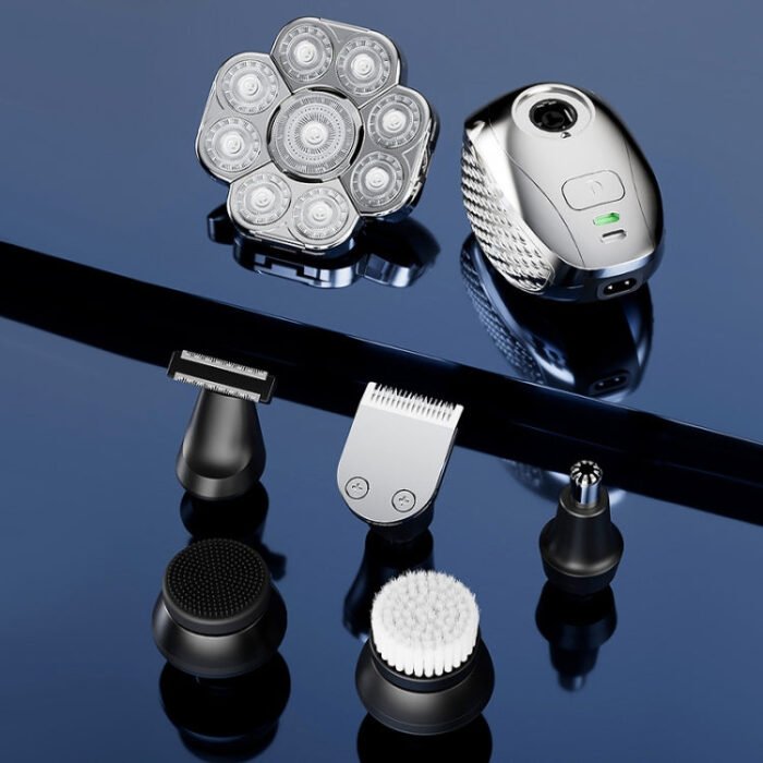 6 In 1 9 Knife Head Multifunctional USB Shaver Full Body Water Washing Shaver Men Hair Bald - Image 2