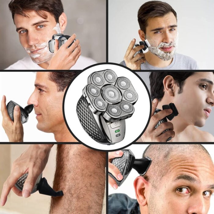 6 In 1 9 Knife Head Multifunctional USB Shaver Full Body Water Washing Shaver Men Hair Bald - Image 4