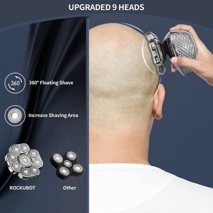 6 In 1 9 Knife Head Multifunctional USB Shaver Full Body Water Washing Shaver Men Hair Bald - Image 10