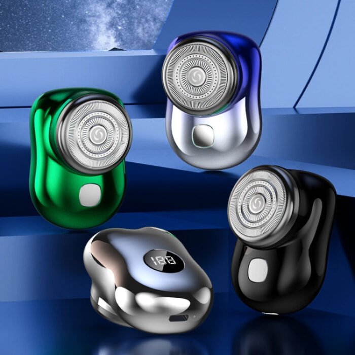 Three-Ring Knife Mesh Electric Men Shaver Travel Portable Mini Shaver, Color: Digital Display Green - Image 2