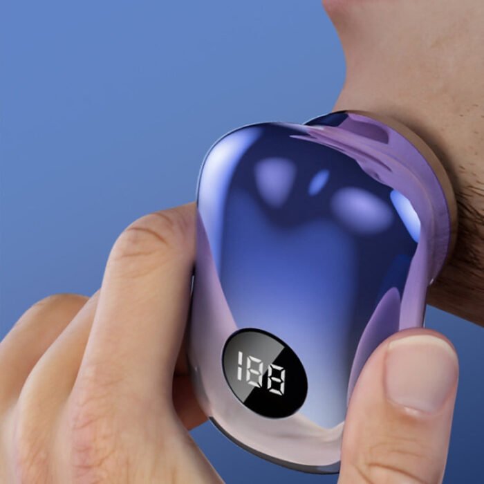 Three-Ring Knife Mesh Electric Men Shaver Travel Portable Mini Shaver, Color: Digital Display Silver - Image 9