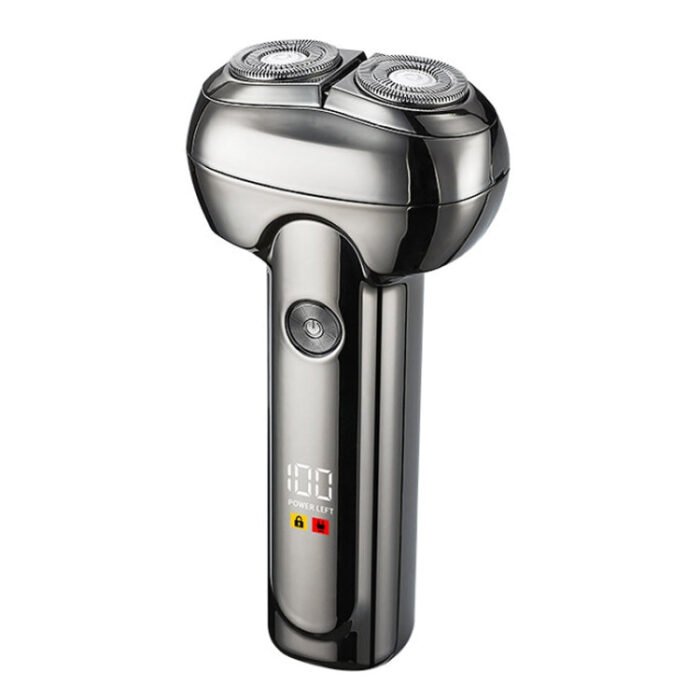 Men Electrical Shaver Portable Mini LED Digital Display Smart Shaving Razor(Bright Silver)