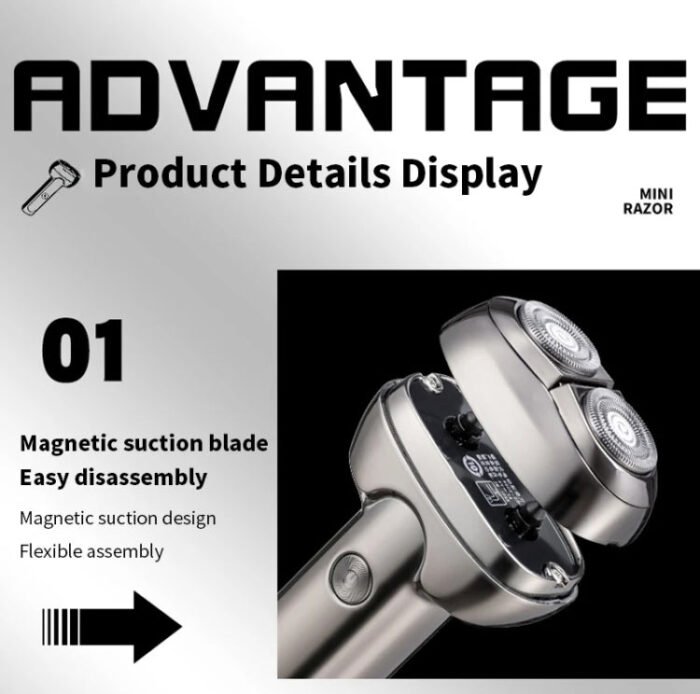 Men Electrical Shaver Portable Mini LED Digital Display Smart Shaving Razor(Bright Silver) - Image 9