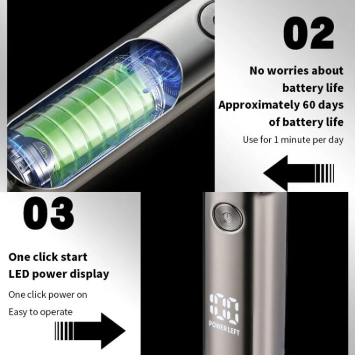 Men Electrical Shaver Portable Mini LED Digital Display Smart Shaving Razor(Bright Silver) - Image 10