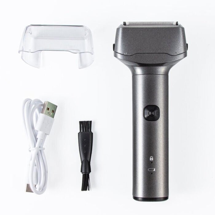 Men Reciprocating 3-Blade Rechargeable Shaver Washable Portable Beard Razor(Gray)