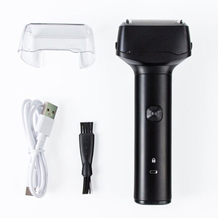 Men Reciprocating 3-Blade Rechargeable Shaver Washable Portable Beard Razor(Black)