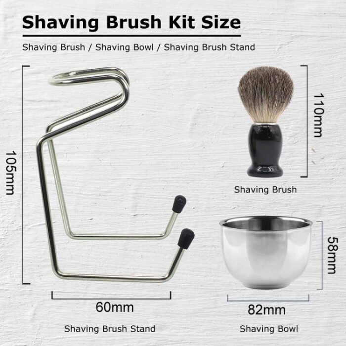 3pcs /Set Men Foam Manual Wooden Handle Beard Brush Set, Color: Nylon Wool Black - Image 7