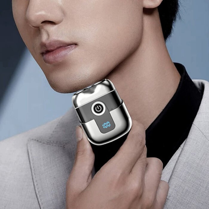 Double Ring Magnetic Electric Shaver Travel Portable Rechargeable Full Body Washable Men Razor(Grey) - Image 2