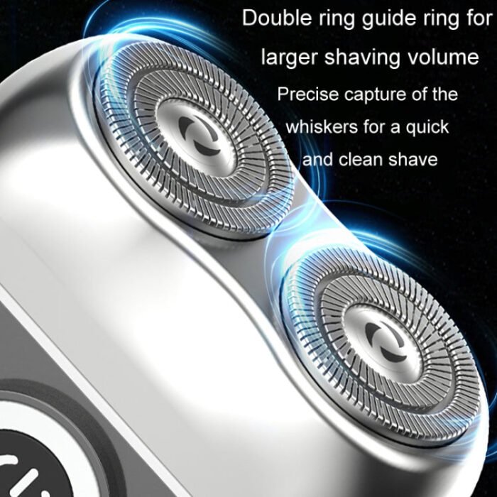 Double Ring Magnetic Electric Shaver Travel Portable Rechargeable Full Body Washable Men Razor(Grey) - Image 10